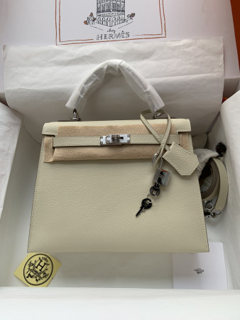 HERMÈS Kelly Silver-tone Hardware 25 28