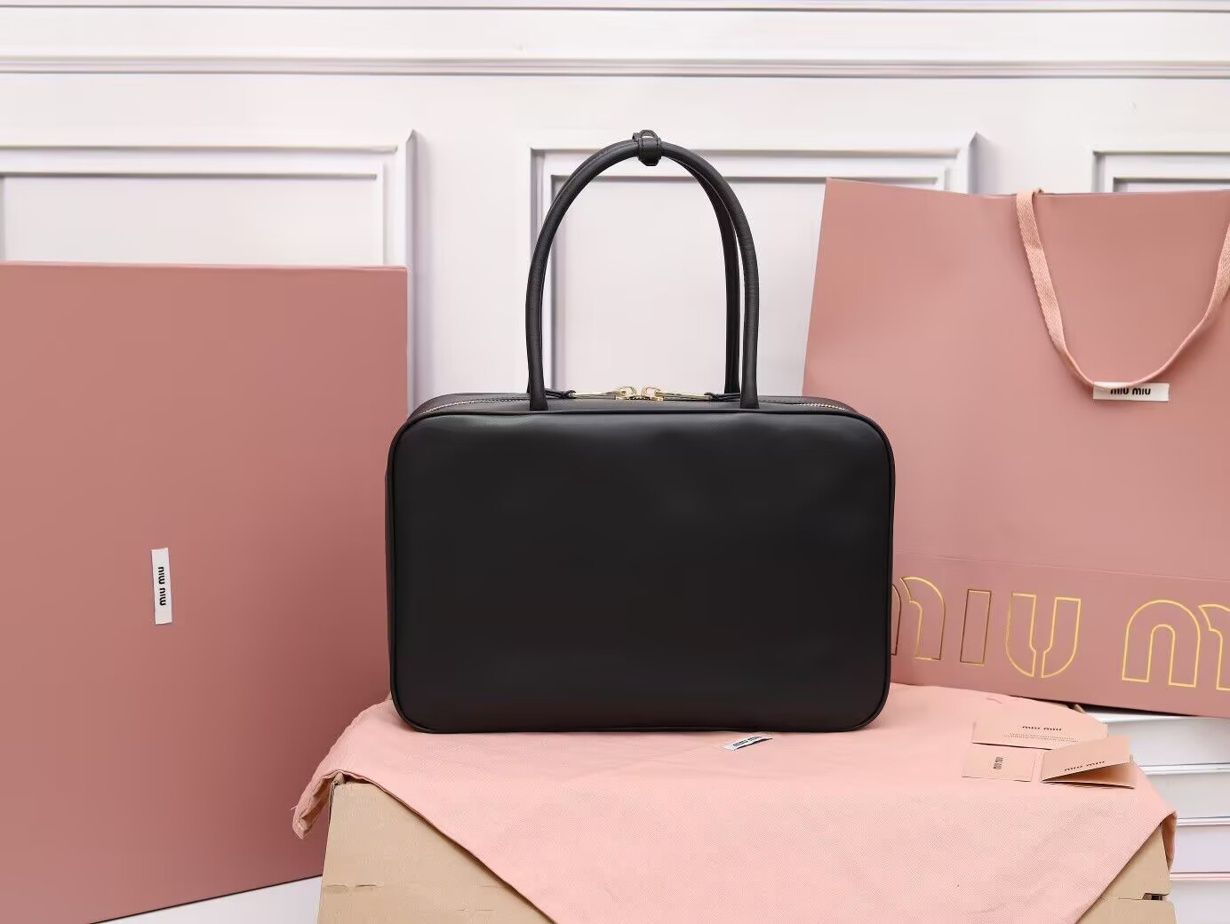 Miu Miu Leather Beau Bag 34x23x12cm