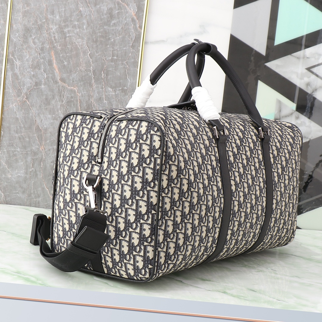D*or lingot bag beige and black D*or oblique jacquard 50 x 25 x 21.5 cm