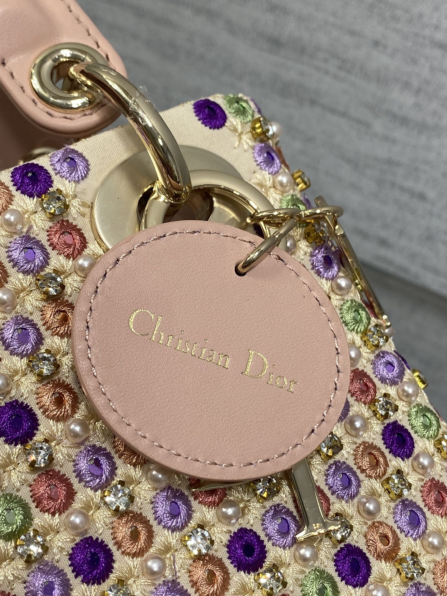 D*or artistic limited edition three-gusset lady D*or bag with heavy bead embroidery 17cm