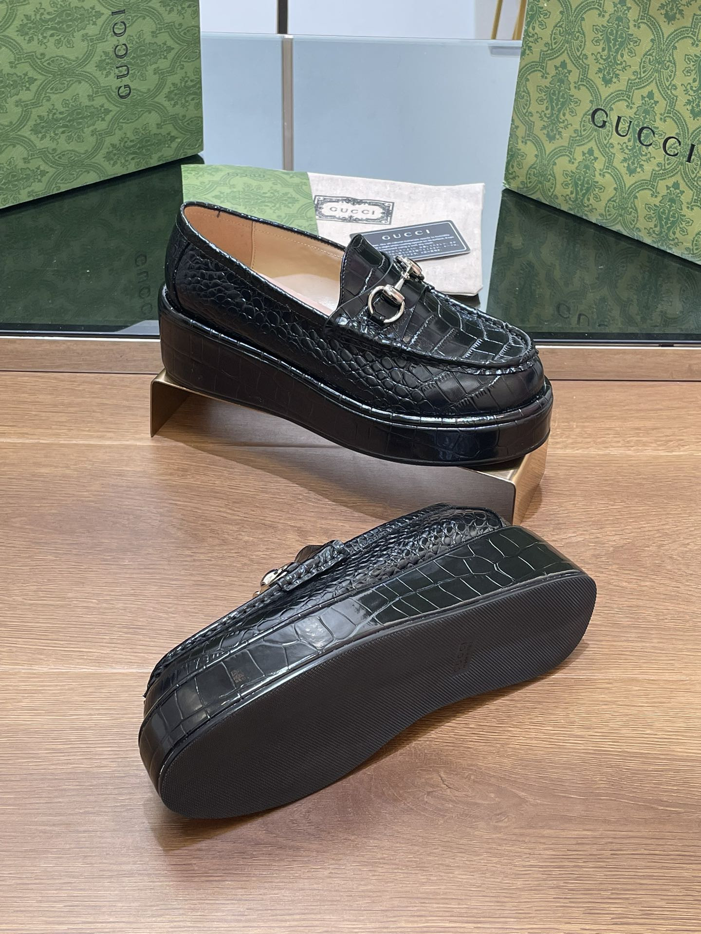 ua G*u*i horsebit wedge loafer