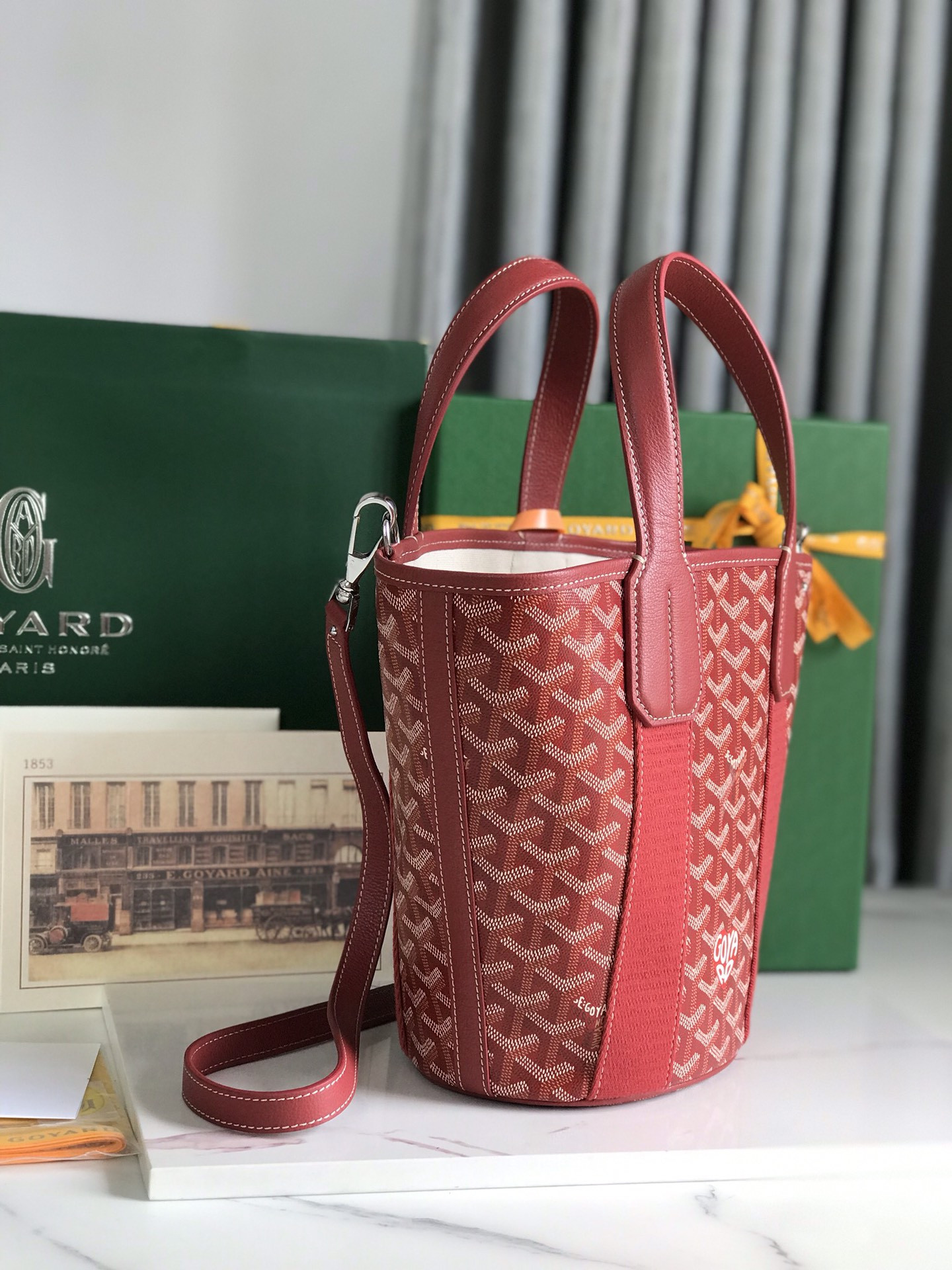 Go*ard Go*ardine belharra pm coral tote palladium hardware 18x14x23cm