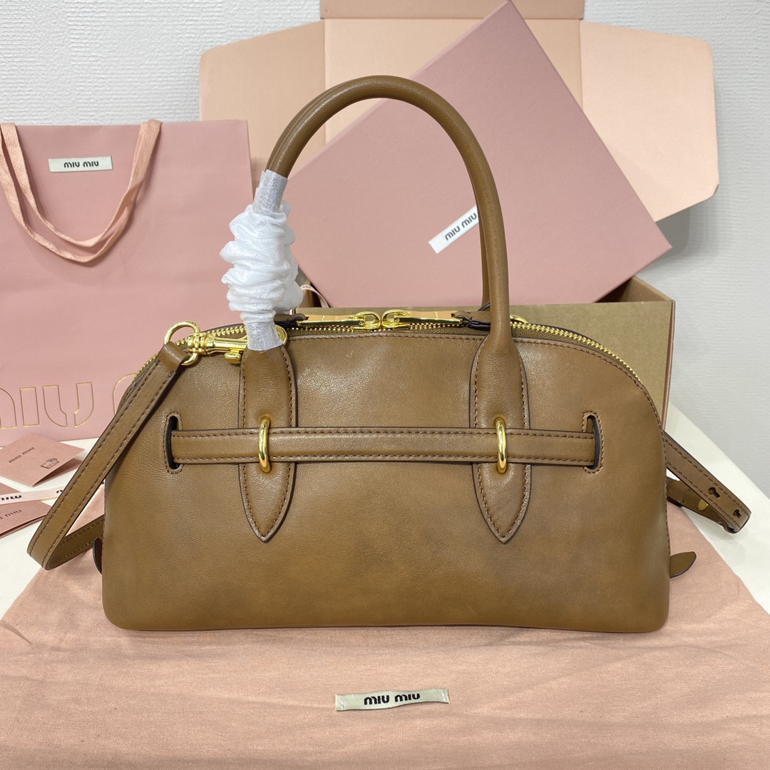 Miu Miu Aventure nappa leather top-handle bag 17x33x11cm