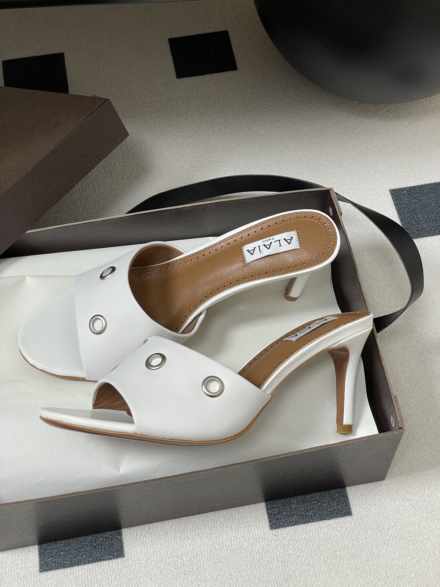 UA Alaia Ring Eyelets slippers 7cm Heel(Customized Size 7-10 days production time)